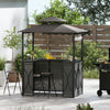 3-Piece Outdoor BBQ Canopy w/ Bar Table & 2 Foldable Bar Chairs Set
