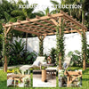 3 x 3 m Wooden Pergola Kit, Garden Gazebo Shelter for Climbing Vines, Dark Brown