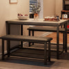 Dining Table Set for 4 w/ 2 Upholstered Benches, Space Saving Kitchen Table Set