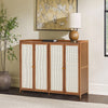 Shoe Cabinet Storage Organizer 4 Rattan Door Cupboard Footwear Stand Wooden Unit