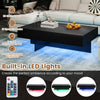 COSTWAY Modern LED Coffee Table High-Gloss Accent Table with 3 Storage Drawers