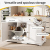 Mobile Storage Rolling Kitchen Island on Wheels Trolley Cart with Worktop, White
