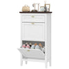 Shoe Cabinet with 2 Flip Drawers, Narrow Shoe Storage Cabinet, White