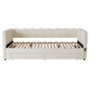 Upholstered Bed Daybed w/ Trundle, 90x190 cm Sofa Bed w/ USB-C Port Linen