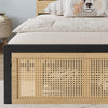 3ft Single Wooden Bed Frame with Storage Headboard, LED Light & Rattan Drawer