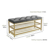 2-Tier Velvet Top Bamboo Gold Metal Shoe Rack Stand Shoe Storage Shelf Hallway