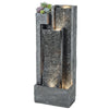 Water Feature with LED Lights, 3-Tier Garden Water Fountain with Pump, Dark Grey
