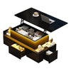 Black LED Lift Top Coffee Table w/ Drawers, Hidden Storage Living Room Furniture