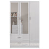High Gloss Wooden 3 Door Wardrobe with Drawers and Mirror Bedroom Storage