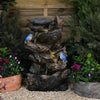 Serenity Cascading Tree Trunk Water Feature with Kingfisher Garden Fountain LED