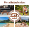 Picnic Table Set With 6 Seater BBQ Beach Bench Outdoor Deck Wooden Round Brown