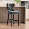Kitchen Counter Bar Stool Breakfast Barstool High Chair Velvet Fabric Wood Legs