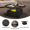 Coffee Table with LED Lights Wood 2 Drawers Storage Center Table for Living Room