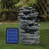 Solar Rock Cascading Fountain Outdoor Garden Water Feature LED Statue Decoration