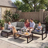 Outdoor Sofa 4-Piece Garden Furniture Set with Texteline Mesh, Dark Grey