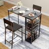 3 PCS Dining Table Set 2 Upholstered Chairs with Storage Shelves for Space