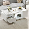 High Gloss Coffee Table with LED Lights 1-Darwer Light Up Open Storage End Table
