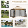 3x3(m) Outdoor Gazebo Patio Pavilion Canopy Tent w/ Netting & Shelf 2-tier Roof
