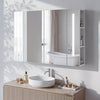 Double Door LED Bathroom Mirror Cabinet Cupboard With Side Shelves Wall Mounted