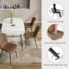 2x Brown Dining Chairs Faux Leather Padded Seat Dining Room Chair Modern