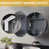 Bathroom Mirror Cabinet with 3 LED Light Socket Demister Round Storage 600x600mm