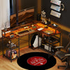 L Shaped Desk with LED Lights and Power Outlets 150cm Gaming Desk with Storage