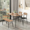 4 Pcs Rectangular Kitchen Table Dining Table Set w/ Bench & Upholstered Chairs