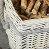 Set of 3 Wicker Log Basket with Liner and Rope Handles, Beige