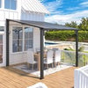 Aluminium Lean-To Gazebo, Wall-Mounted Hardtop Roof Pergola for Garden & Patio