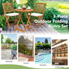 Outdoor Acacia Wood Chair and Table Set With Padded Cushion