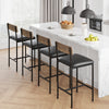 Bar Stool Set of 4 Upholstered Chair w/ Back Footrest for Island Dining kitchen