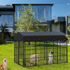 XXL Large Outdoor Dog Kennel Crate Fully Covered Roof Dog Fence Pen Feeder Door