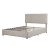 Upholstered Storage Double Bed Frame with Adjustable Headboard 135x190cm, Beige