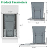 35 QT Pull-Out Trash Can Soft-Close Slides,Waste Bin for Under Kitchen Cabinet