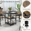120 cm Round Wooden Kitchen Table Dining Table for 4-6 People-Black