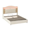 Upholstered Ottoman Storage Bed, 5ft King Size Bed Frame with LED & USB, Beige