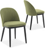 2 Pack Linen Upholstered Dining Chairs with Cushioned Seats and Curved Backrest