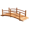 6FT Wooden Garden Bridge with Safety Railings, Classic Arc Footbridge