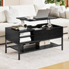 Lift Top Coffee Table Living Room Table w/ Storage Shelf-Black