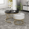 Coffee Table Round Nest of Tables Set of 2, Metal Side Table with Drawer Storage
