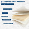 75" x 31" Foldable Bed with Memory Foam Mattress Guest Bed Metal Frame w/ Wheel