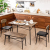 4 Pcs Rectangular Kitchen Table Dining Table Set w/ Bench & Upholstered Chairs