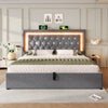 Velvet Upholstered Super King Size Storage Bed w/ LED Headboard & USB Charging