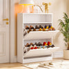 2 Drawer Shoe Rack Shoes Storage Cabinet Wooden Cupboard Organiser Holder Stand