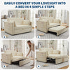 Modern Corduroy Sofa Bed 2-Seater Pull-Out Loveseat Sleeper w/ USB Ports