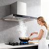 90cm Stainless Steel Wall Mount Powerful Cooker Hood Extractor Fan Touch Control