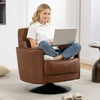 Upholstered PU Leather Armchair for Living Room, Brown
