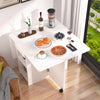 Foldable Dinner Table with Wheels and Storage Shelf Space Saving Dining Eaoqoxyp