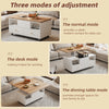 Lift up Coffee Table w/ Wheels & 4 Drawers, Height Adjustable Top, White/Wood