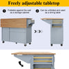 Kitchen Island w/ Drop Leaf, 5 Drawers, Serving Trolley Storage Cabinet, Blue